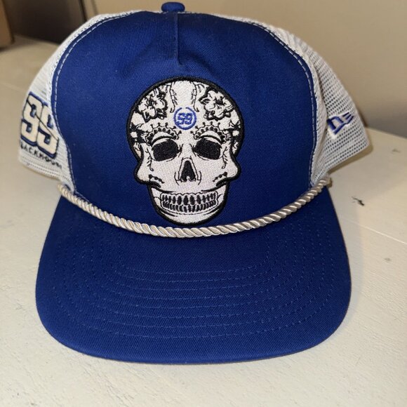 New Era TrackHouse NASCAR Cap Snap Back Blue White Skull 99 - Picture 1 of 12